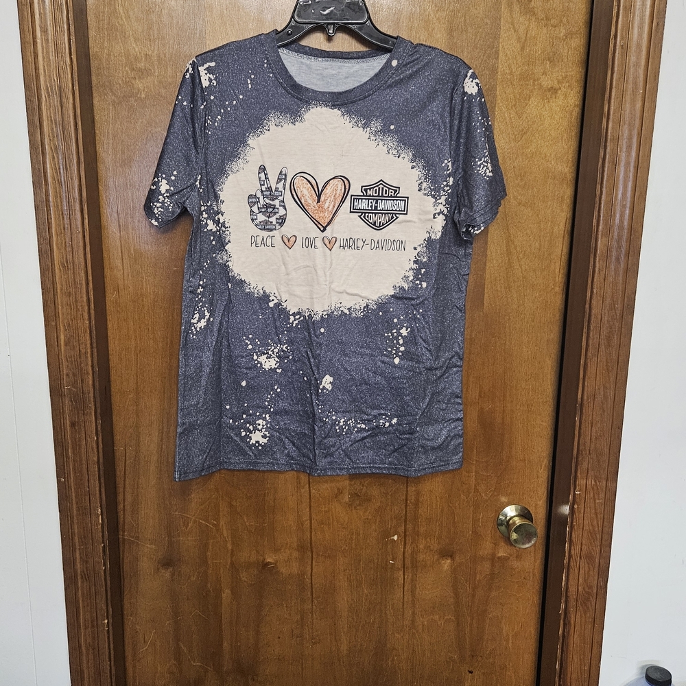 Harley-Davidson Women's Navy & Cream Peace Love Graphic Tee